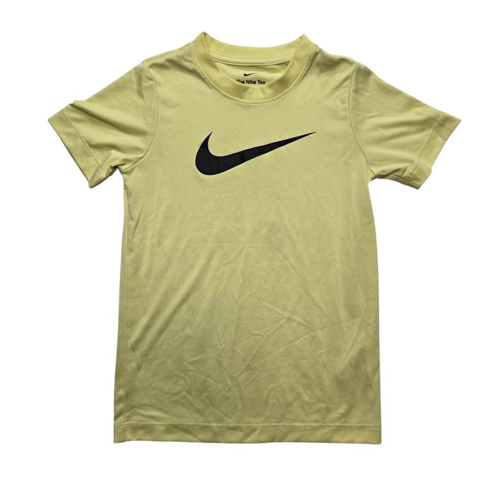 Nike Kids Dri-FIT Swoosh Graphic Tee Yellow Athletic Performance Shirt Small S 8